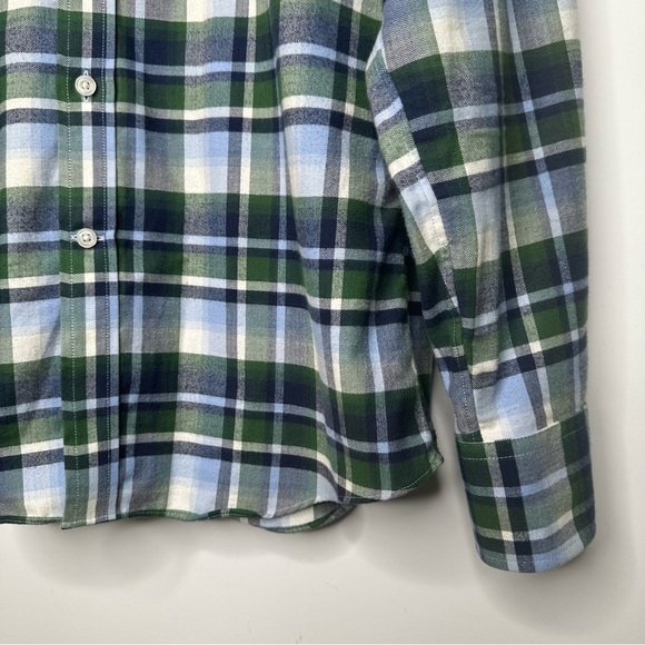 STANTT Men’s Brushed Twill Button Down Shirt Blue/Green Plaid Neck 16 - Picture 4 of 7